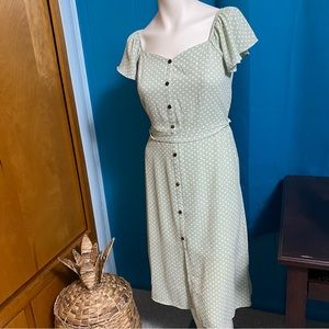 Monteau Button Front Polkadot Dress